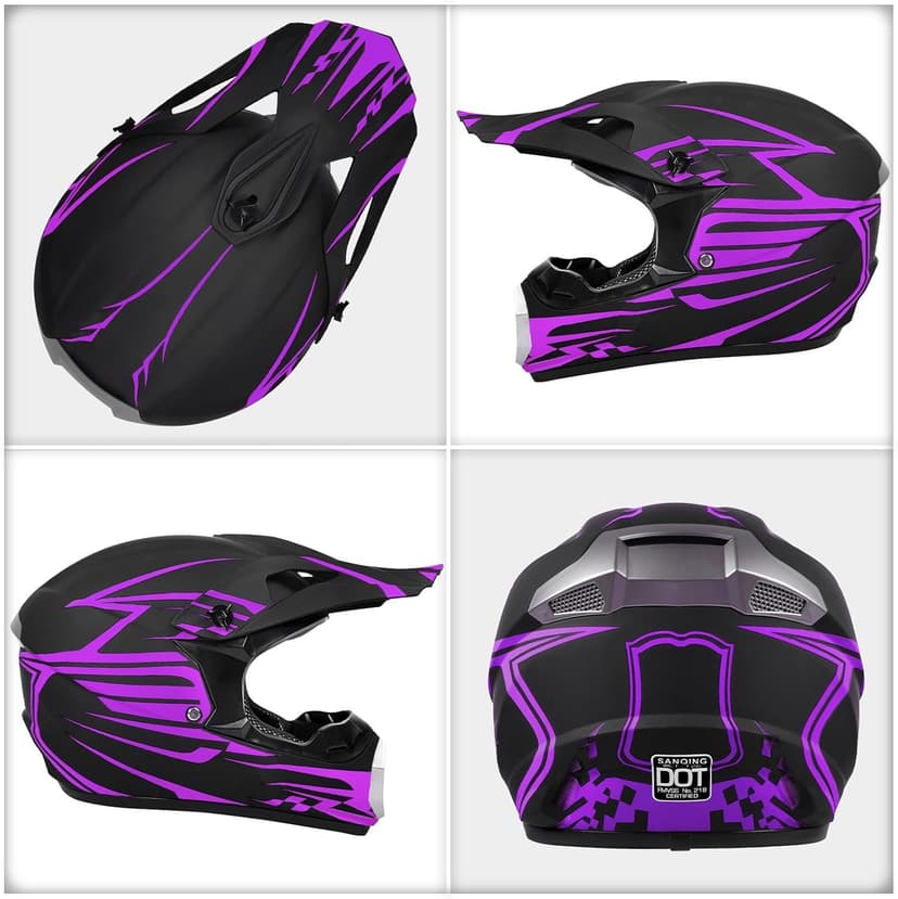 DOT Approved Youth Kids Motocross Helmet - Ultra-Lightweight Full Face Dirt Bike/ATV Helmet with Goggles, Gloves & Face Shield (4-Piece Set)