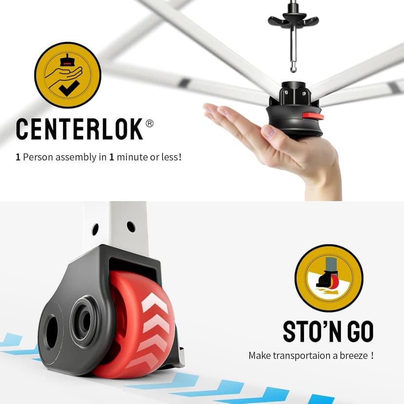 CROWN SHADES 10x10 Pop Up Canopy - Beach Tent with One Push Setup - Easy Outdoor Sun Shade for Events, Parties, Camping - Gazebo with STO-N-Go Cover Bag, Silver Coated Top, Grid White