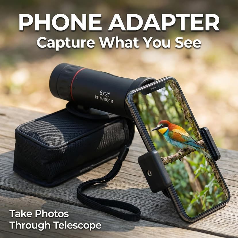 8x21 HD Monocular Telescope Optical, Clear Vision Pocket Scope & High Power, Mini Monoculars for Men Women, Outdoor Gear for Camping, Hunting, Sports, Travel