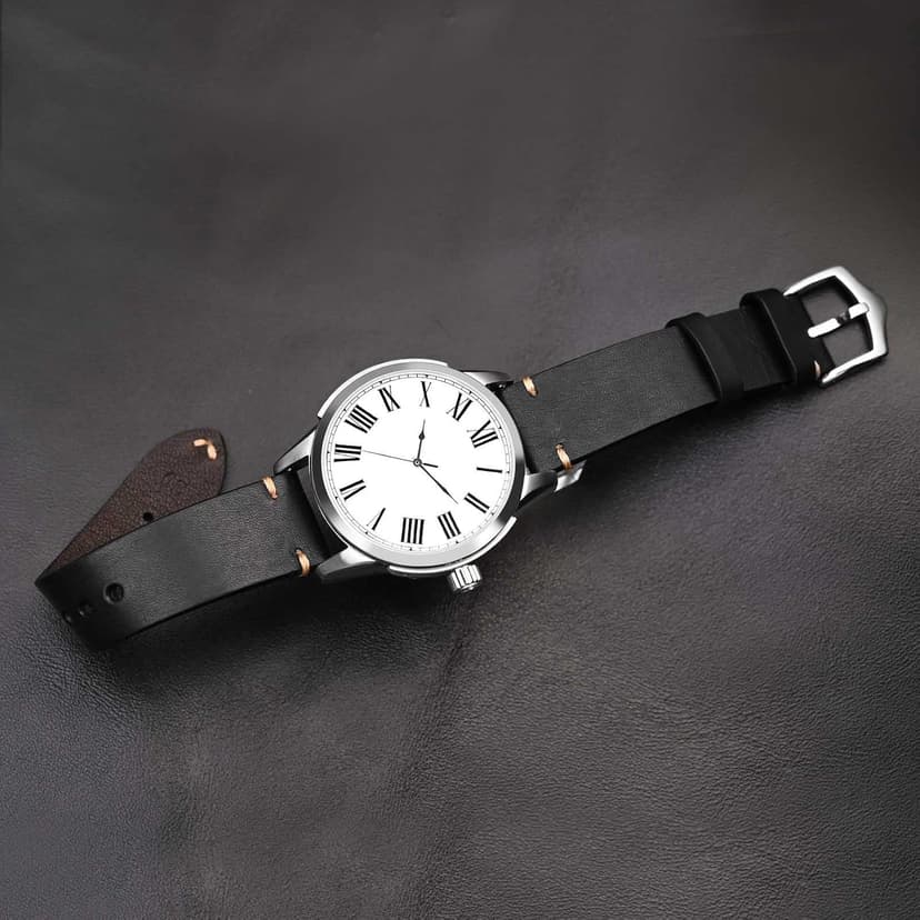 BISONSTRAP Men's Watch Bands, Hand-Stitched Leather Watch Straps, Quick Release, 18mm 19mm 20mm 21mm 22mm