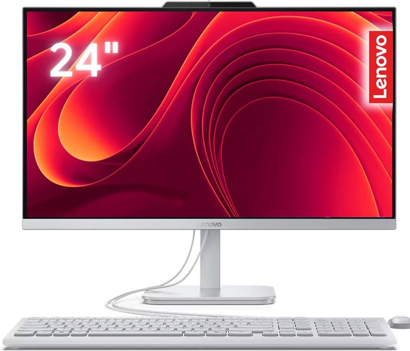 Lenovo IdeaCentre 24" FHD All-in-One Desktop Computer with Lifetime Office 365 for The Web • 16GB RAM • 512GB SSD • Intel Core • Wired Keyboard and Mouse • Windows 11