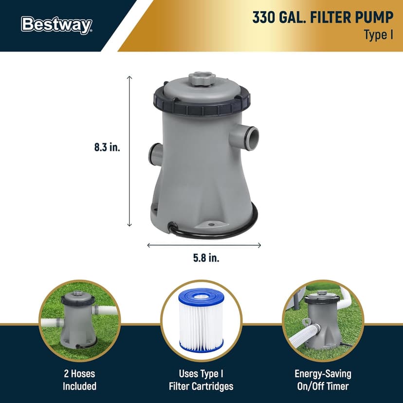 Bestway Steel Pro MAX 10' x 30" Above Ground Pool, Round Metal Frame Outdoor Swimming Pool Set with Filter Pump & Type I Cartridge, Gray