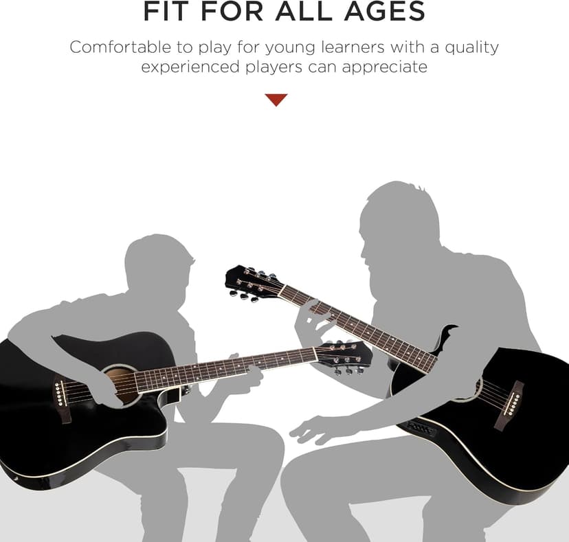 Best Choice Products Beginner Acoustic Electric Guitar Starter Set w/ 41in, All Wood Cutaway Design, Gig Bag, Strap, Picks - Black