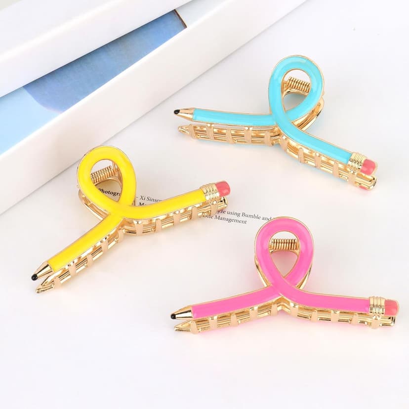 Back to School Jaw Barrettes Cute Teacher Appreciation Gift Accessories Party Costume Christmas YARIEW Pencil Hair Claw Clips for Women Thick Hair Clips for Teacher Gifts B0DSB6GNKS