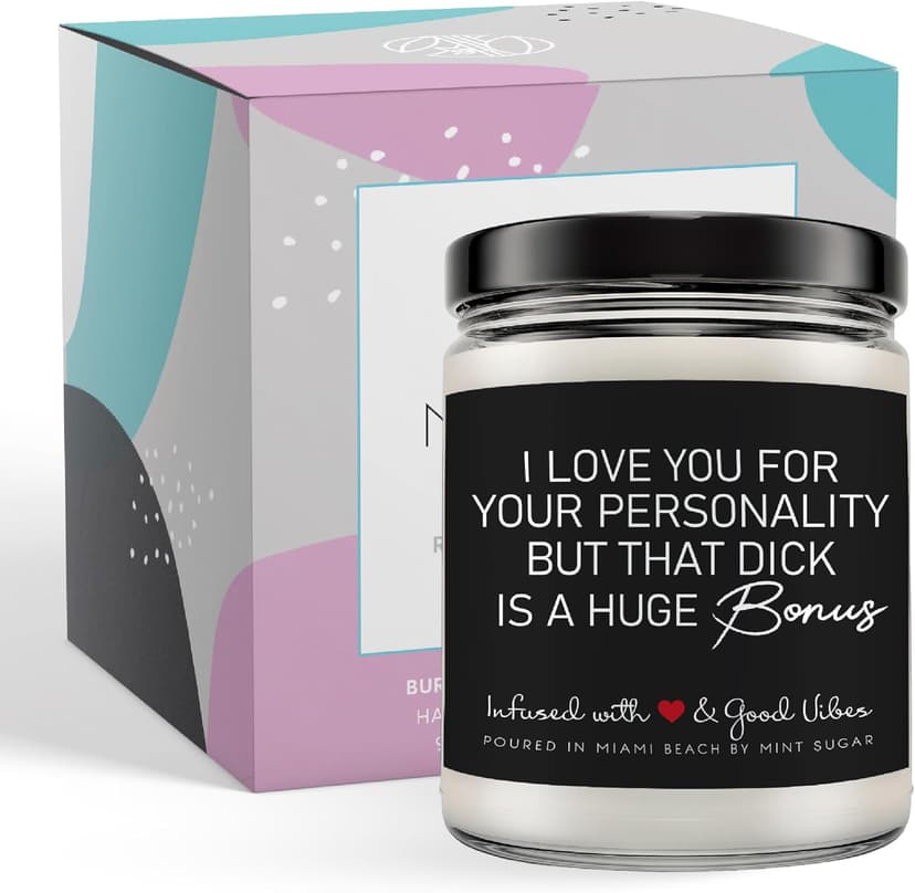 Candle Gifts for Men Funny, Boyfriend Candle, Made in USA, 9 oz, Funny Valentines Gifts for Boyfriend, Naughty Candles by Mint Sugar Candle Company