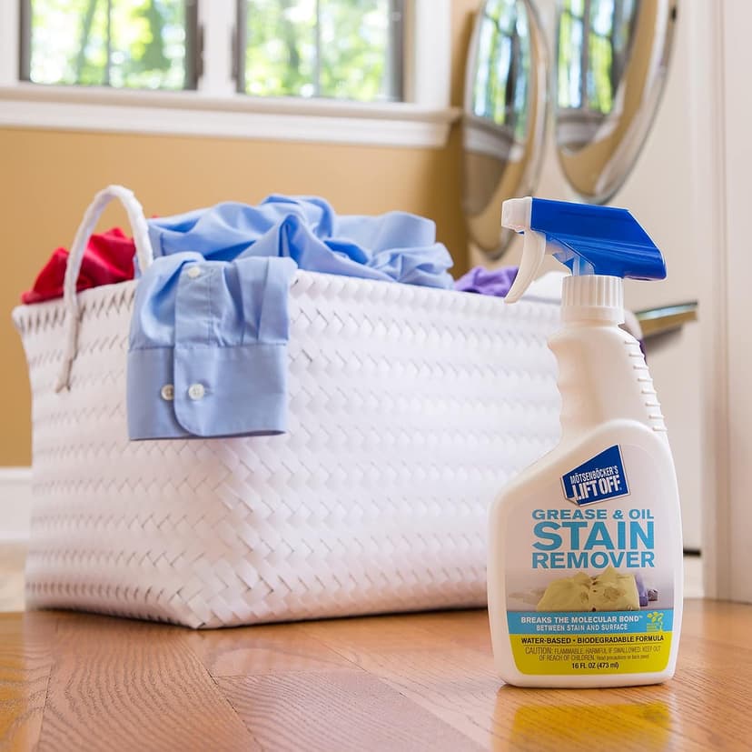 Motsenbocker’s Lift Off 43206 16-Ounce Grease and Oil Stain Remover Spray Eliminates Tough Stains on Carpets Fabric and Upholstery Use as Pre-Wash Laundry Treatment, clear