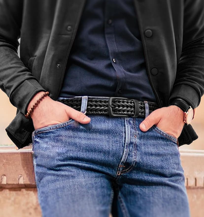 KEMISANT Men Belt, Braided Belt Comfortable For Men Casual Jean Golf 1 3/8"