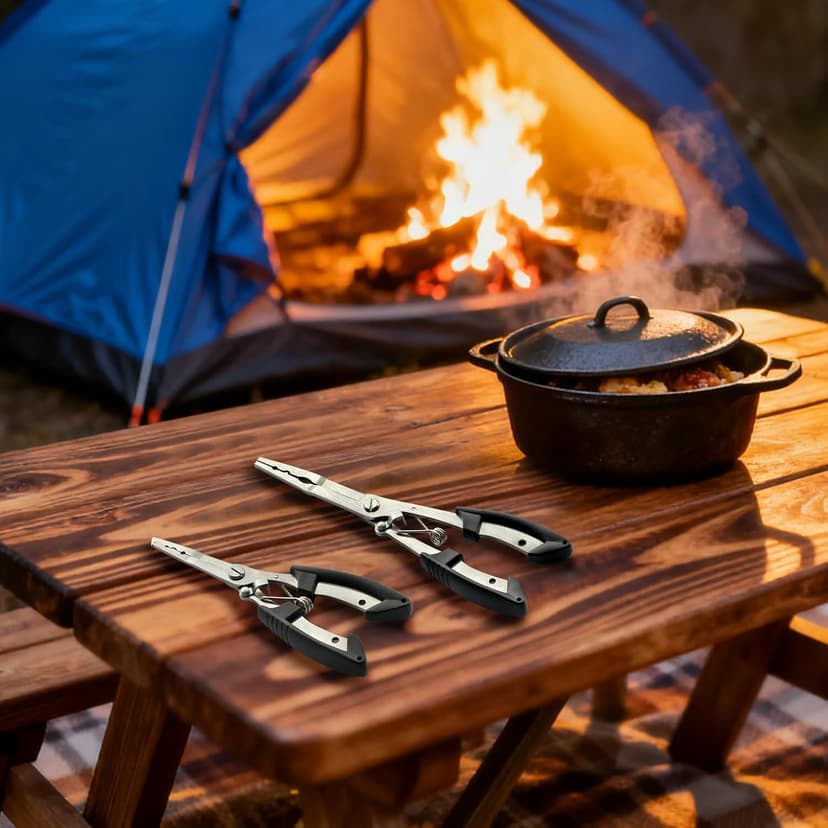 HAMMER IRON ALLEY 2PCS Stainless Steel Fishing Pliers with Lanyard, HIA Needle Nose Pliers Fishing Hook Remover, Great for Saltwater and Freshwater