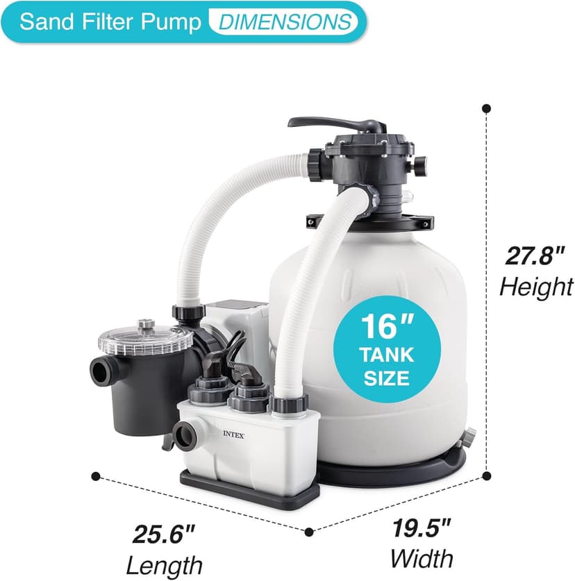 Intex Sand Filter Pump & Saltwater System for Up to 15,000 Gal Pools, Krystal Clear - Automatic Algae Control & Above-Ground Swimming Pool Cleaning