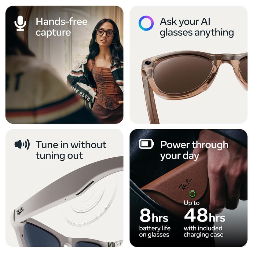 Ray-Ban Meta (Gen 2), Wayfarer, Matte Black | Smart AI Glasses for Men, Women — 2x Battery Life — 3K Ultra HD Resolution — 12 MP Ultra-Wide Camera, Audio, Video — Transitions® Grey Lenses