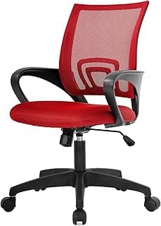 PayLessHere Home Office Chair Desk Computer Chair Adjustable Ergonomic Chair Lumbar Support Armrest Executive with High Density Mesh 360 Degree Swivel Chair for Adults Chair (Pack of 1, Red)