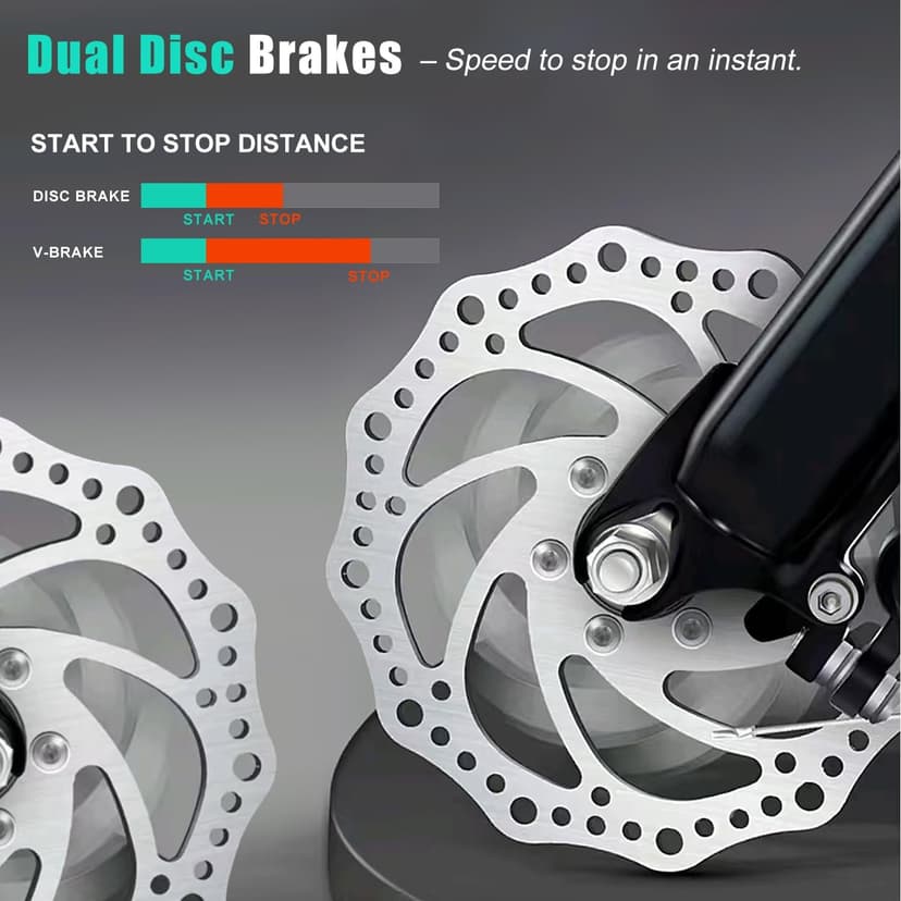 24/26 Inch Mountain Bike for Women & Girls, Twist Shifter, Dual Disc Brakes, Lockout Fork, 2.35" All Terrain Tires, Low Step Steel Frame, 85% Pre-Assembled