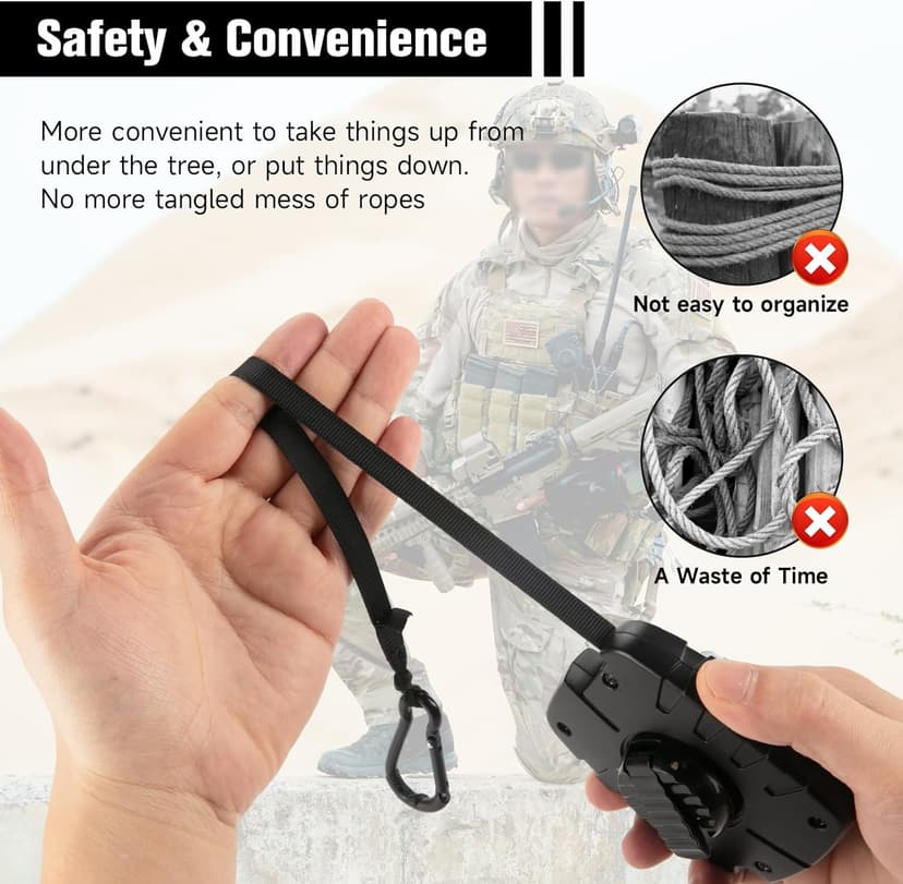 Upgraded Ultra Silent Retractable Bow and Gear Hoist - 30FT Quietest Safety System for Tree Stand Hunting, Essential Hunting Gear