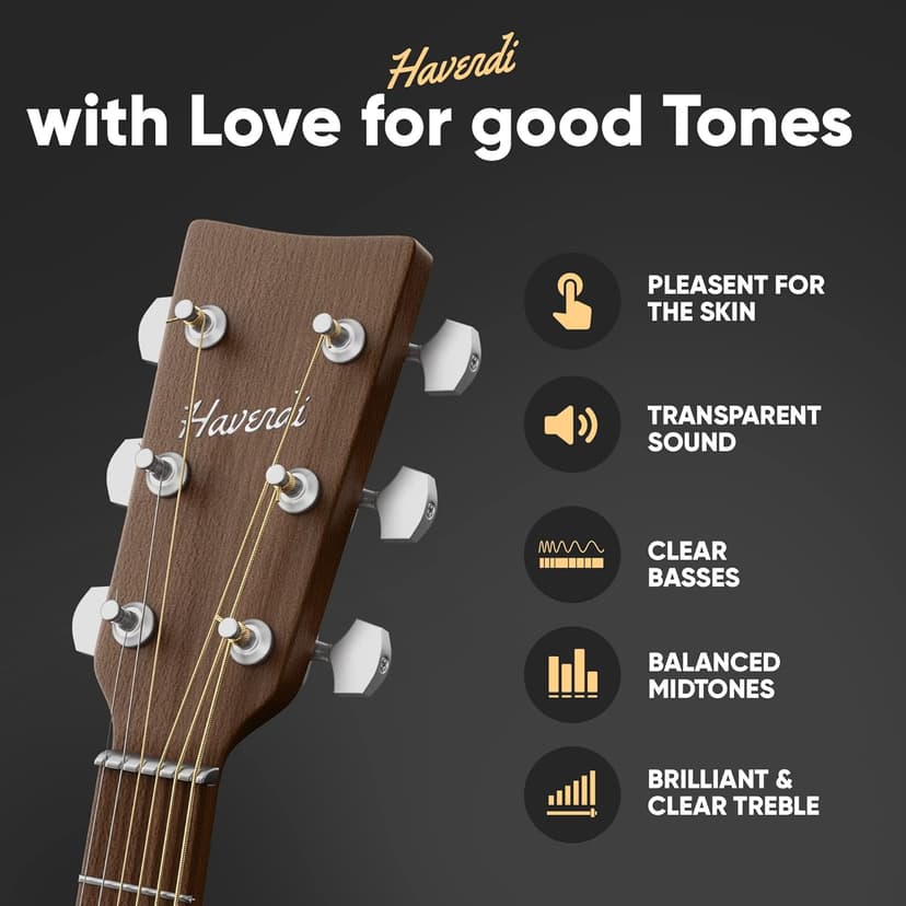 HAVENDI® Guitar Strings I Acoustic guitar strings with Phosphor Bronze Coating I Brilliant Sound Quality I Includes 3 Picks