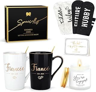 Engagement Gifts for Couples Newly Engaged Gifts for Couple Happy Engagement Gift for Women Fiance Gift for Women Just Engaged Decorations Ideas with Mugs Socks Candle Card for Her Him Men Best Friend B0FDGTK7ZJ