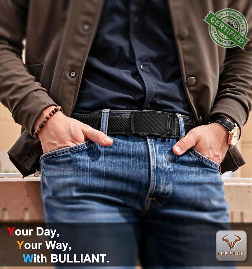 BULLIANT Men's Belt,Slide Ratchet Belt Adjsutable For Men Suit Casual Jeans Gift Boxed,Trim To Fit