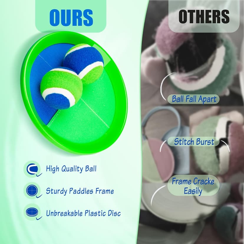 PlayZap Toss and Catch Ball Set Ultra Sturdy ABS - Valentine Gift for Toddlers Kids Teens Boys Girls 3-5 5-8 8-13+ Yrs - Baseball Toy Indoor Outdoor Yard Game & Beach/Pool Toy Set 4 Pack