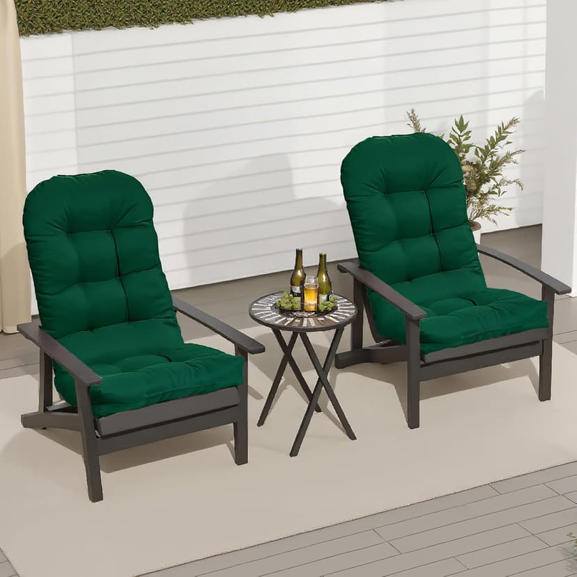Adirondack Chair Cushions Set of 2, Waterproof Outdoor Seat Cushions for Patio Furniture, Thick Outdoor High Back Replacement Pads for Porch Lawn Wicker Chair, Rocking Chair Cushion, Emerald Green