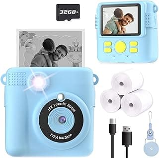 Kids Camera Instant Print, Christmas Birthday Gifts for Kids Age 3-12, Selfie Digital Camera with 1080P Videos,Toddler Portable Travel Cameras Toy for 4 5 6 7 8 9 Year Old Boys Girls-Blue