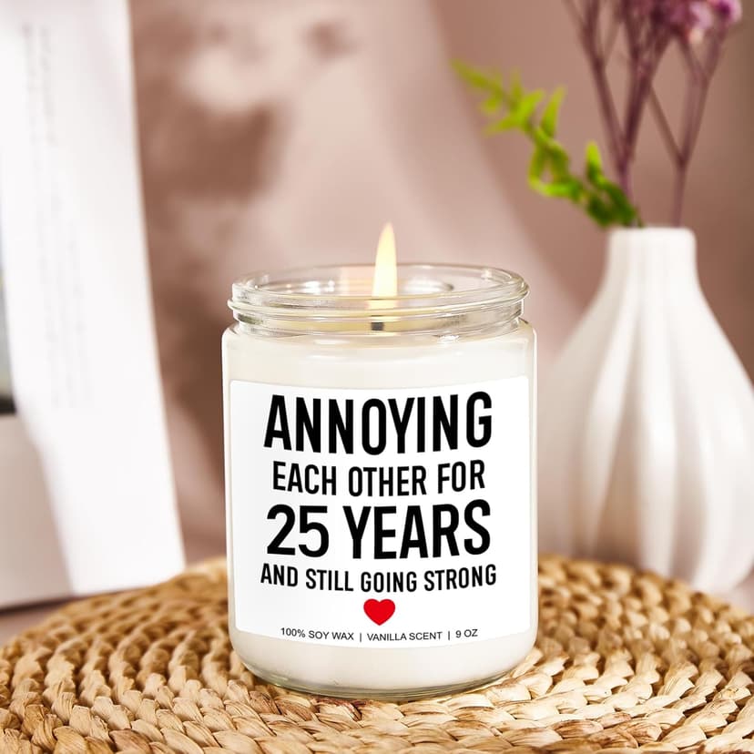 Younift Funny Scented Candle, 25th Anniversary, Gifts for Couple, 25th Wedding Anniversary Decorations, 25 Year Silver Anniv. Gifts for Husband, Wife, Him, Her, Women, Men, Friends, Parents B0D5J518NH