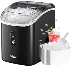 Nugget Ice Maker Countertop, Silonn Chewable Pellet Ice Machine with Self-Cleanin Function, 36lbs/24H Portable Ice Makers for Home Kitchen Officce, Black