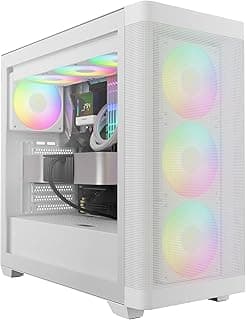 GAMDIAS White ATX Mid Tower Computer Case Tempered Glass, Gaming PC Case Support Dual 360mm AIO/Radiator, 7x120mm Case Fans (4X 120mm Built-in), 420mm GPU/VGA, USB3.0X 2, Type C x1, 170mm CPU Cooler