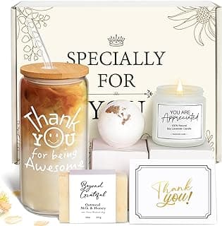 Thank You Gifts for Women, Teacher Appreciation Gifts, Employee Appreciation Gift for Coworkers Employees Teachers Nurse Secretary w Thanks Cards, Awesome Glass Cup