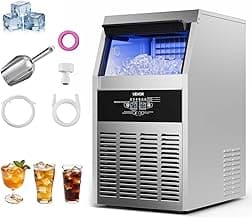 VEVOR Commercial Ice Maker Machine, 130 lbs/24h with 30 lbs Storage Capacity, Built-in/Freestanding/Under Counter, Stainless Steel Ice Maker with LED Display & Self-Cleaning, for Home Bar Restaurant