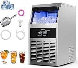 VEVOR Commercial Ice Maker Machine, 130 lbs/24h with 30 lbs Storage Capacity, Built-in/Freestanding/Under Counter, Stainless Steel Ice Maker with LED Display & Self-Cleaning, for Home Bar Restaurant