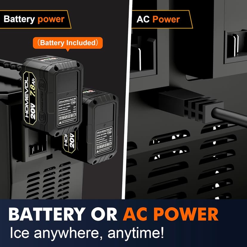 Cordless Rechargeable Battery Powered Ice Maker, 30Lbs/24H Portable Countertop Ice Machine with 2 × 20V Max 7.8Ah Battery and Charger, Self-Cleaning, 5.5H Max Runtime, Stainless Steel