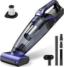 Pet Hair Handheld Vacuum Cordless: 20000PA High Power Car Vacuum with Motorized Brush and LED Light, Rechargeable Hand Held Vacuum Cleaner with Reusable Filter for Car, Home, Office & Pet, Purple