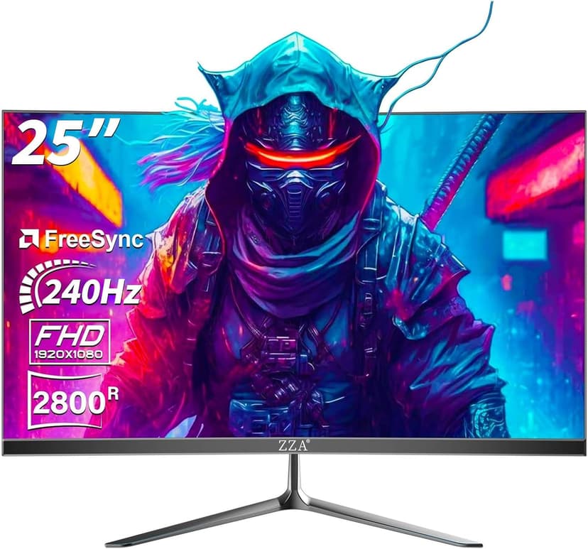 ZZA 25" Curved Gaming Monitor, 240Hz|144Hz FHD(1920 * 1080P) VA Screen Computer Monitor, Supports Freesync, 120% sRGB, Blue Light Filter,AMD Freesync, Wall Mountable Installs(HDMI 1.4/DP 1.2)