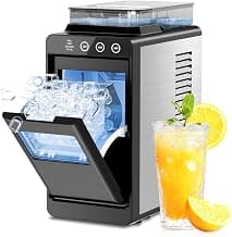 Kismile Countertop Ice Maker, Portable Ice Maker Machine 26lbs/24H, Dual Water Tank Design, Small & Large Bullet Ice, Self-Cleaning, Internal Lighting for Home Kitchen, Office & RV