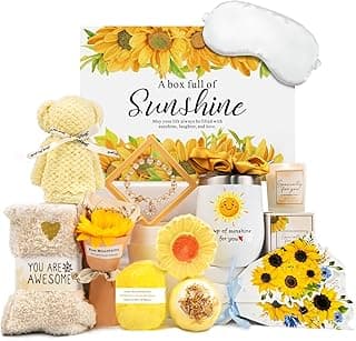 Birthday Gifts for Women, Sunflower Self-Care Package, Sending Sunshine Get Well Gifts for Women, Her, Sister, Mom, Best Friends, Unique Relaxation Spa Basket Perfect for Valentine's Mother's Day