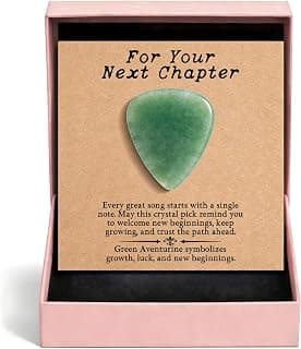 Natural Crystal Guitar Pick Gift for Guitar Players, Handmade Gemstone Plectrum for Acoustic Guitar, Inspirational Music Gift for Practice, Performance, Graduation, New Beginnings (Green Aventurine) B0GWLBSZFJ