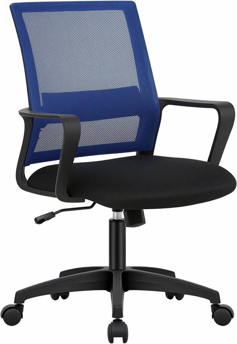 PayLessHere Gaming Chair Ergonomic Computer Chair Office Chair Video Game Chairs with Lumbar Support Desk Chair Armrest Mid Black Cushion Swivel Rolling Chair with Wheels for Home Office (Blue)