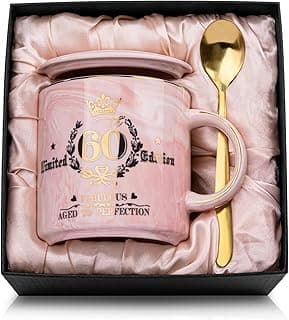 60th Birthday Gifts for Women - Fabulous 1965 Aged to Perfection Happy Birthday Mug - Limited Edition 60th Pink Coffee Mug Printed with Gold, Gift Idea for Turning 60 Years Old Women, Gift Boxed