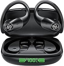 Wireless Earbuds Bluetooth Headphones 96H Playtime LED Display Waterproof Built in Mic Deep Bass Sound Secure Over Ear buds Earhooks for iPhone Android Samsung Cell Phones Sport Running Workout Gaming