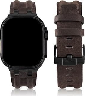 LETOID Leather Band Compatible with Apple Watch Ultra 3 /Ultra 2 /Ultra 49mm 46mm 45mm 44mm Bands, Women Men Vintage Genuine Leather Strap for iWatch Series 11 10 9 8 7 6 5 4, SE 3 2 1, Ultra 3 2 1
