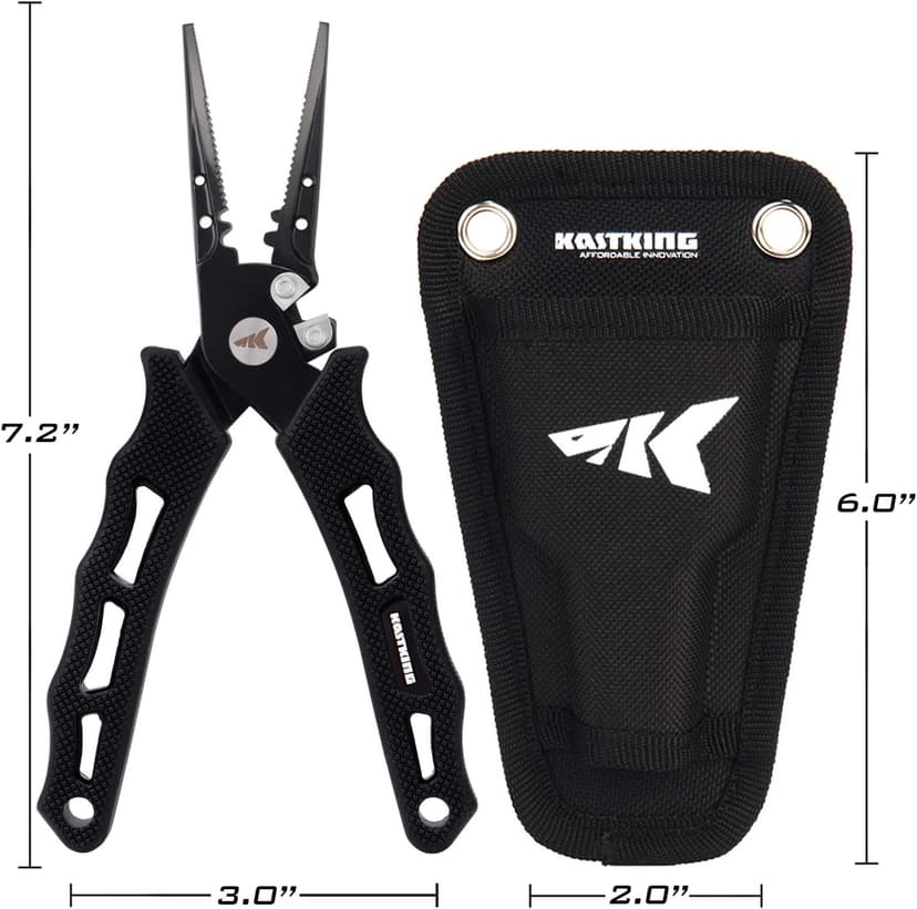 KastKing Cutthroat 7 inch Fishing Split Ring Pliers, 420 Stainless Steel Fishing Tools, Saltwater Resistant Fishing Gear, Tungsten Carbide Cutters