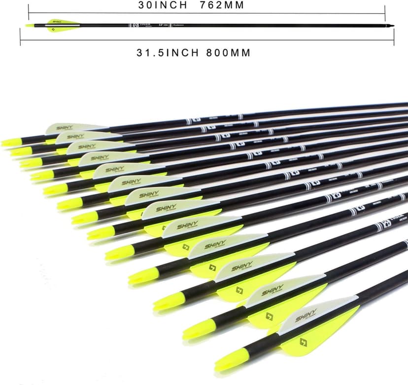 TIGER ARCHERY 30Inch Carbon Arrow Practice Hunting Arrows with Removable Tips for Compound & Recurve Bow(Pack of 12)