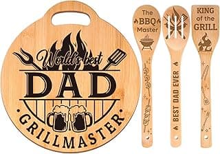 Dad Birthday Gift - Engraved Bamboo Cutting Board Set, Unique Gifts for Dad from Daughter/Son, Fathers Day Christmas Birthday Gifts for Dad Daddy Father