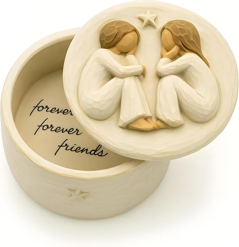 GoGnome Forever Friends Resin Keepsake Box – Hand-Painted Friendship Gift Box with Two Angel Figures, 3” x 2”H – Sentimental Gift for Women, Best Friends, Birthday, or Sympathy (Friendship) B0FHQPQCL1