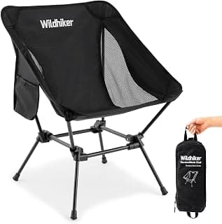 Wildhiker Lightweight Camping Chair – Folding Portable Chair for Adults, 2.16 lbs with Square Base and Carry Bag for Travel, Fishing, Motorcycle, Festival– Black