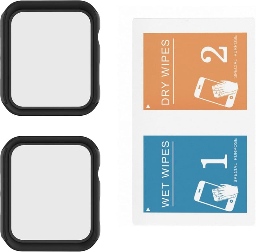 Misxi 2 Pack Hard PC Case with Tempered Glass Screen Protector Compatible with Apple Watch SE 3 (2025) SE 2 SE Series 6 Series 5 Series 4 44mm, Black