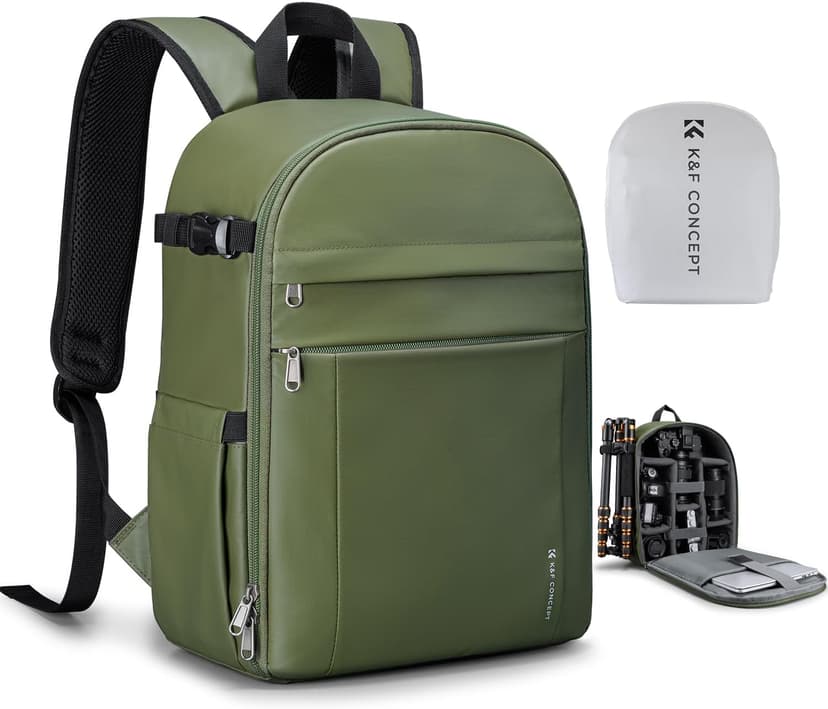 K&F CONCEPT Camera Bag Backpack, Professional DSLR/SLR/Mirrorless Camera Backpack, Photography Camera Case with Tripod Holder & Rain Cover Compatible with Canon/Sony/Nikon/FUJIFILM