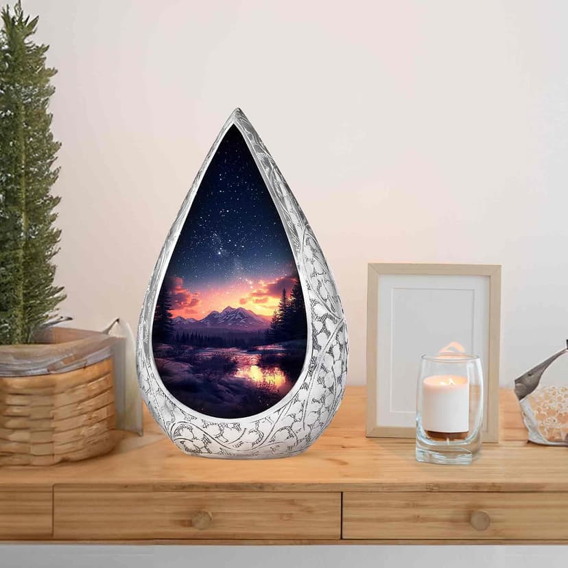 Majestic Night Burial Urn for Adult Female and Male - Small Drop Urns for Human Ashes Adult - Urns for Human Ashes - Memorial Funeral Gift 3 Inch with 3 Cubic Capacity B0FHDYNKTV