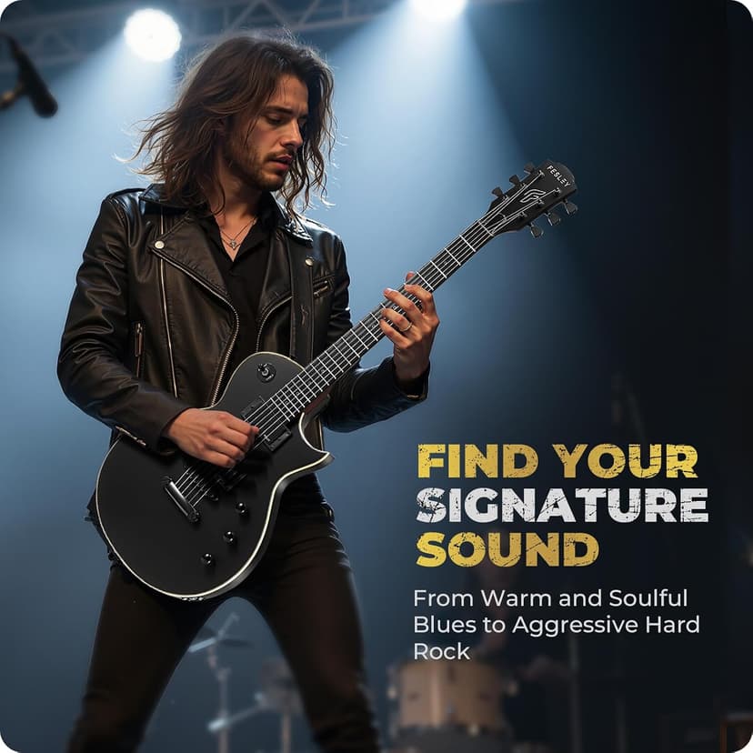 Fesley 39" LP Electric Guitar Kit: Full Size Solid Body Electric Guitars for Beginners with Humbucker Pickups, Poplar Body, Mahogany Neck,22 Frets,6 String Guitar with Gig Bag,Cable,FLP350,Matte,Black