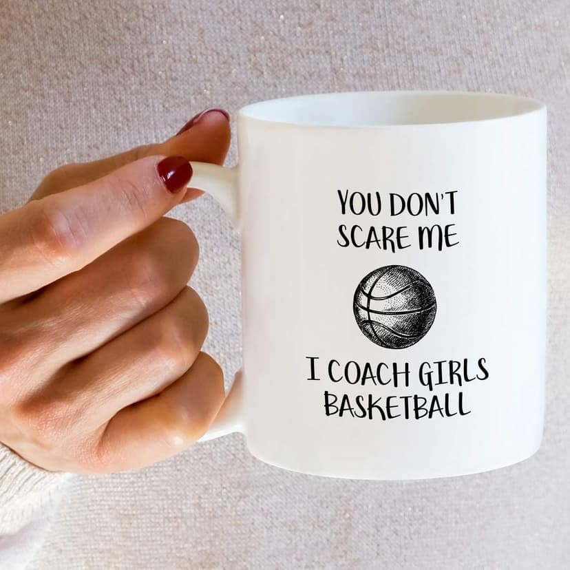 Retreez Funny Mug - Don't Scare Me I Coach Girls Basketball 11 Oz Ceramic Coffee Mugs - Funny, Sarcasm, Sarcastic, Motivational, Inspirational birthday gifts for friends, coworkers, sis bro dad mom