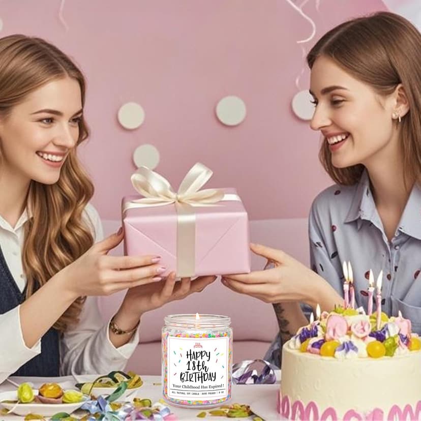 Homsolver 18th Birthday Gifts for Girls Boys, Vanilla Scent Ideas 18th Birthday Candles for Sister, Daughter, Best Friends, Handmade Aromatherapy with 50+ Hour Burn Time, Funny Birthday Decorations B0F2HZQ2B2